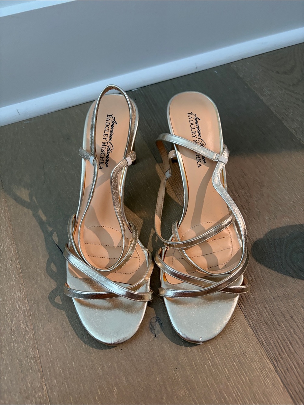 Badgley Mischka Metallic Gold Strappy Dress Sandals